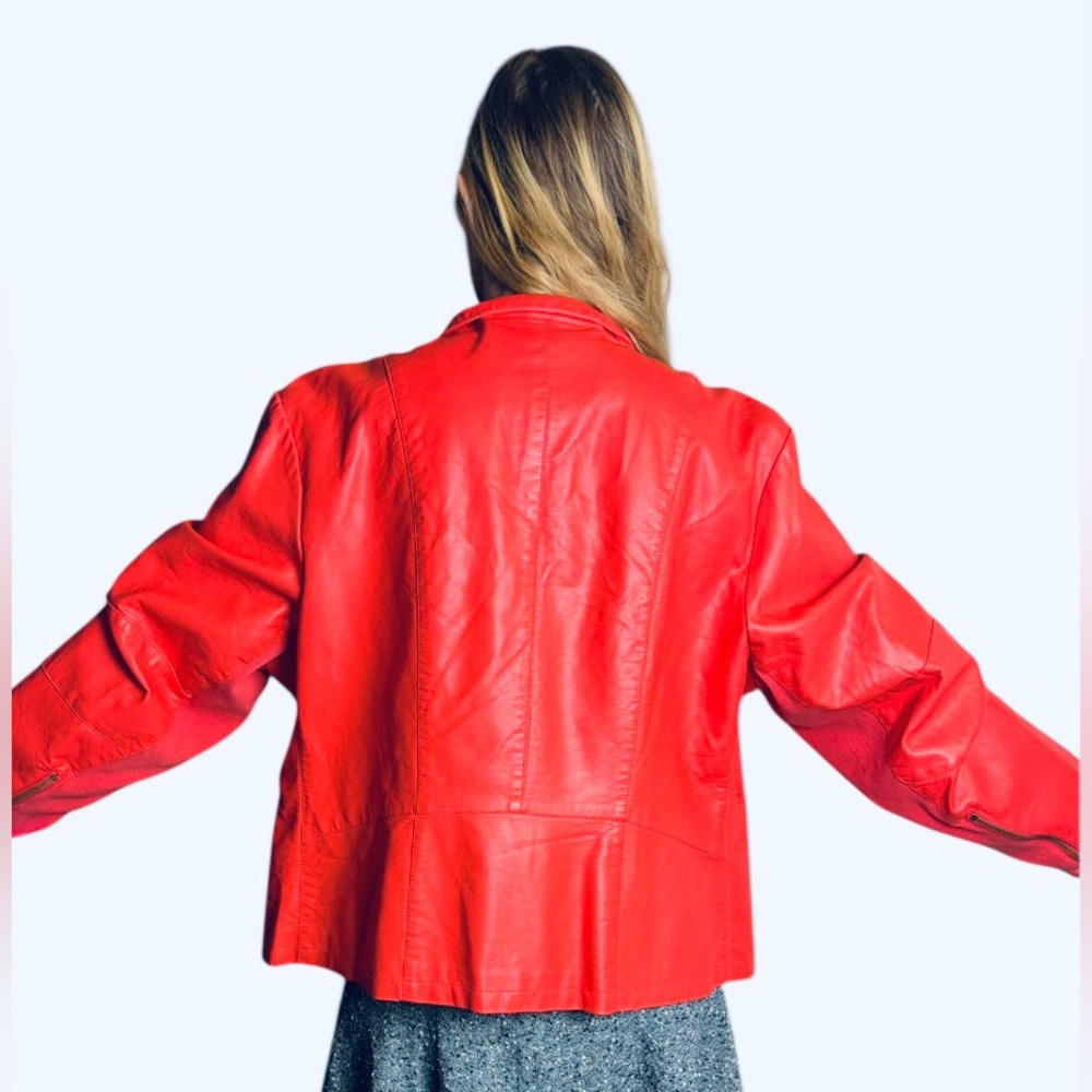 Black Rivet coral/orange Leather Jacket - Picture 3 of 7